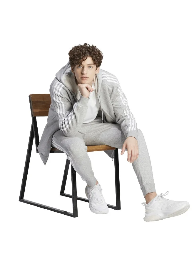 Adidas M 3S Fl Fz Hd Grey Training Track Tops 2XS