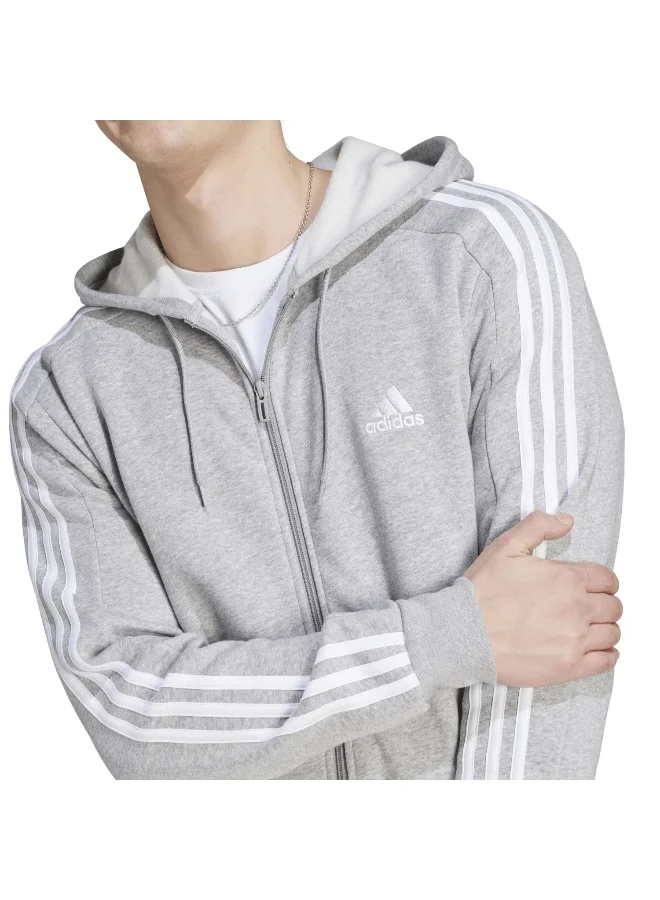 Adidas M 3S Fl Fz Hd Grey Training Track Tops 2XS