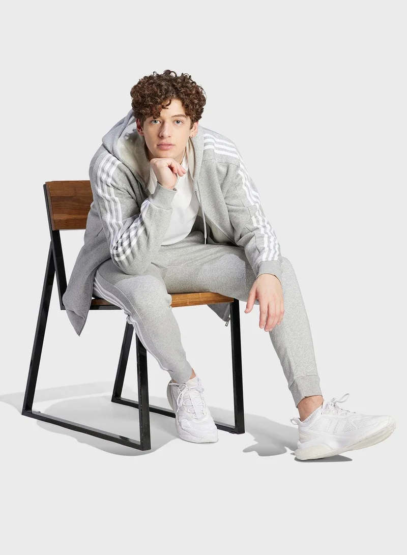 Adidas M 3S Fl Fz Hd Grey Training Track Tops 2XS