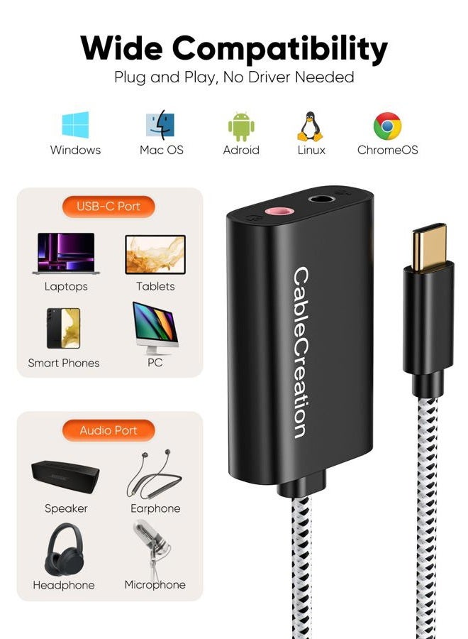 CableCreation USB C to 3.5mm Headphone Adapter, Type-C to 3.5mm Audio Adapter Compatible with Galaxy S22 S20 S21 Ultra Z Flip S20+, iPad Pro 2020, Pixel 4 3 2 XL etc. 0.33 ft Black - Image 4