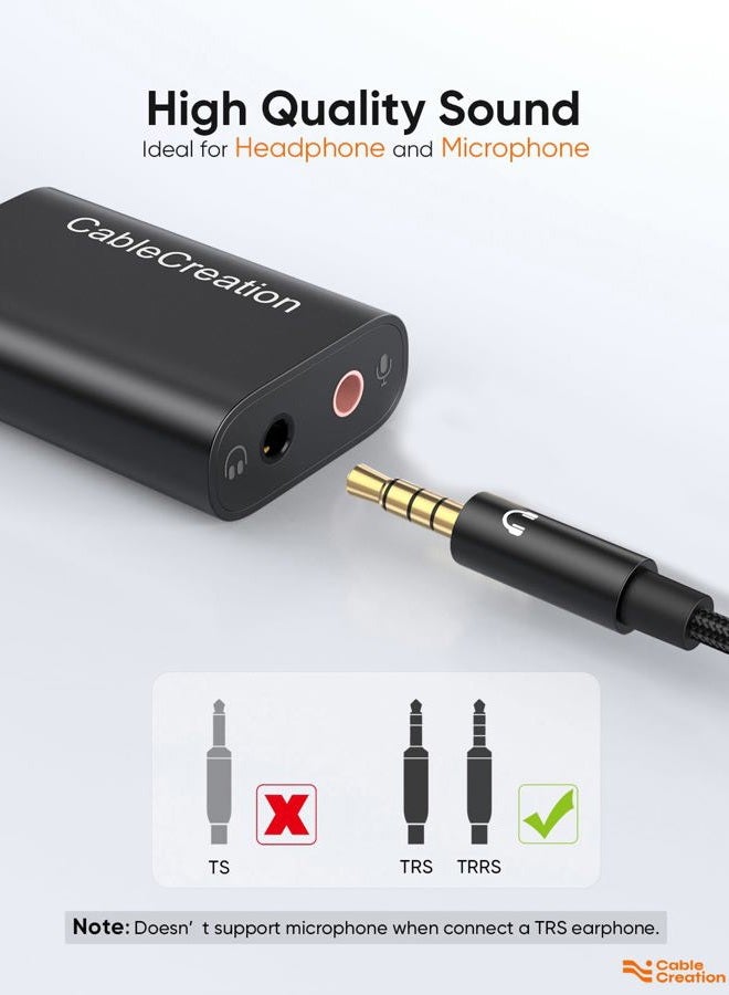 CableCreation USB C to 3.5mm Headphone Adapter, Type-C to 3.5mm Audio Adapter Compatible with Galaxy S22 S20 S21 Ultra Z Flip S20+, iPad Pro 2020, Pixel 4 3 2 XL etc. 0.33 ft Black - Image 2