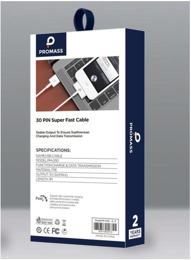 PROMASS Promas TPE charging cable for iPhone 4 and iPad 2/3/3 1 meter long, supports 3A charging - Image 2