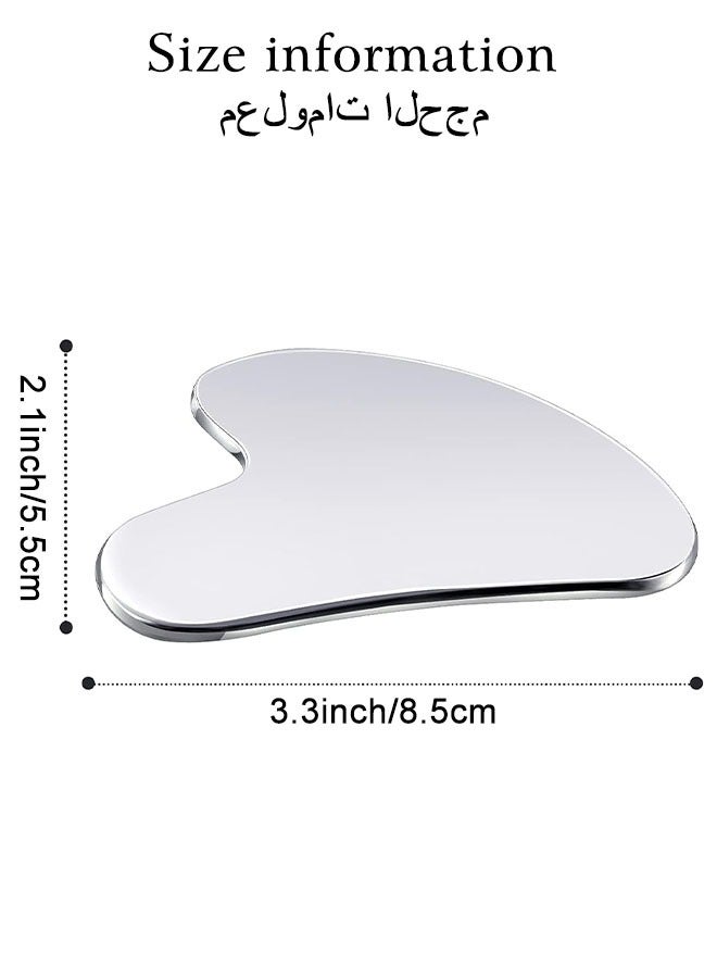 FLABOX Stainless Steel Gua Sha Facial Tools Guasha for Face Metal Gua Sha Tighten Skin Massage Guasha Beauty Tool for Body Eyes Massager，Gift for Men Women (Silver) - Image 2
