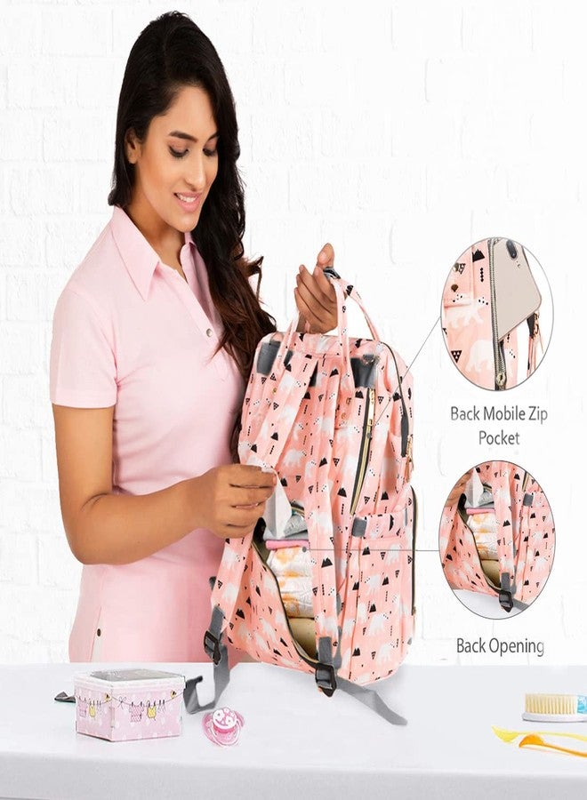 PACKNBUY Baby Diaper Bag for Mothers for Travel, Spacious Large Size Maternity Bag with Multiple Pockets, Insulated Bottle Holders, Wide Opening, Back Zipper Access and Water Resistant (Pink) - Image 3