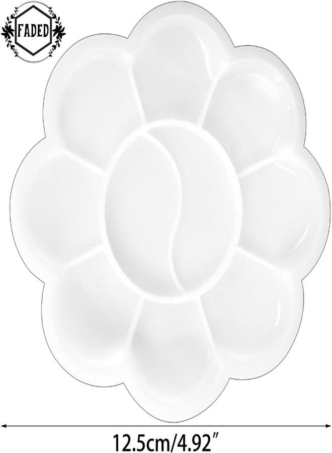 Faded Round Flower-Shaped Plastic Painting Palette – Reusable Trays for Oil, Acrylic and Watercolor – Ideal for DIY Craft, Professional Art and Color Mixing Projects (5pc) - Image 2