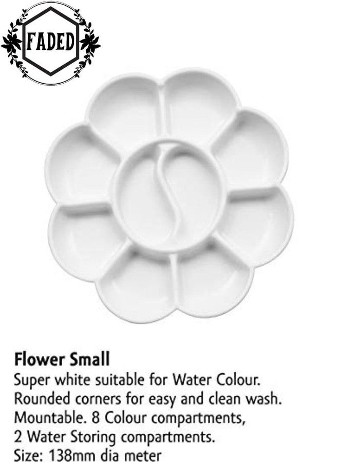 Faded Round Flower-Shaped Plastic Painting Palette – Reusable Trays for Oil, Acrylic and Watercolor – Ideal for DIY Craft, Professional Art and Color Mixing Projects (5pc) - Image 3