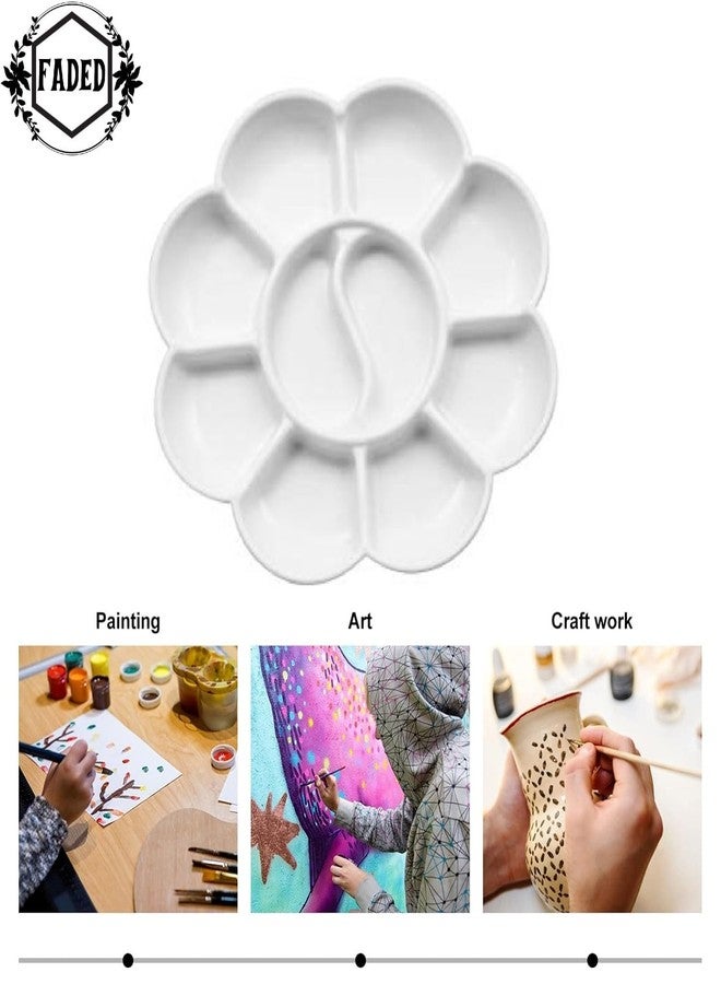 Faded Round Flower-Shaped Plastic Painting Palette – Reusable Trays for Oil, Acrylic and Watercolor – Ideal for DIY Craft, Professional Art and Color Mixing Projects (5pc) - Image 4