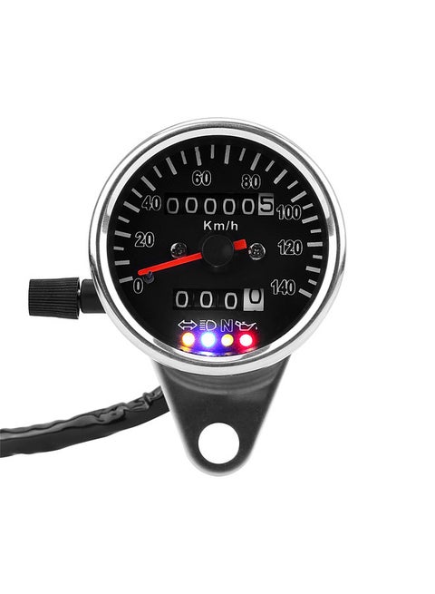 Cafe Racer Retro Custom Motorcycle Mechanical Speedometer with LED Indicator Odometer 140km/h