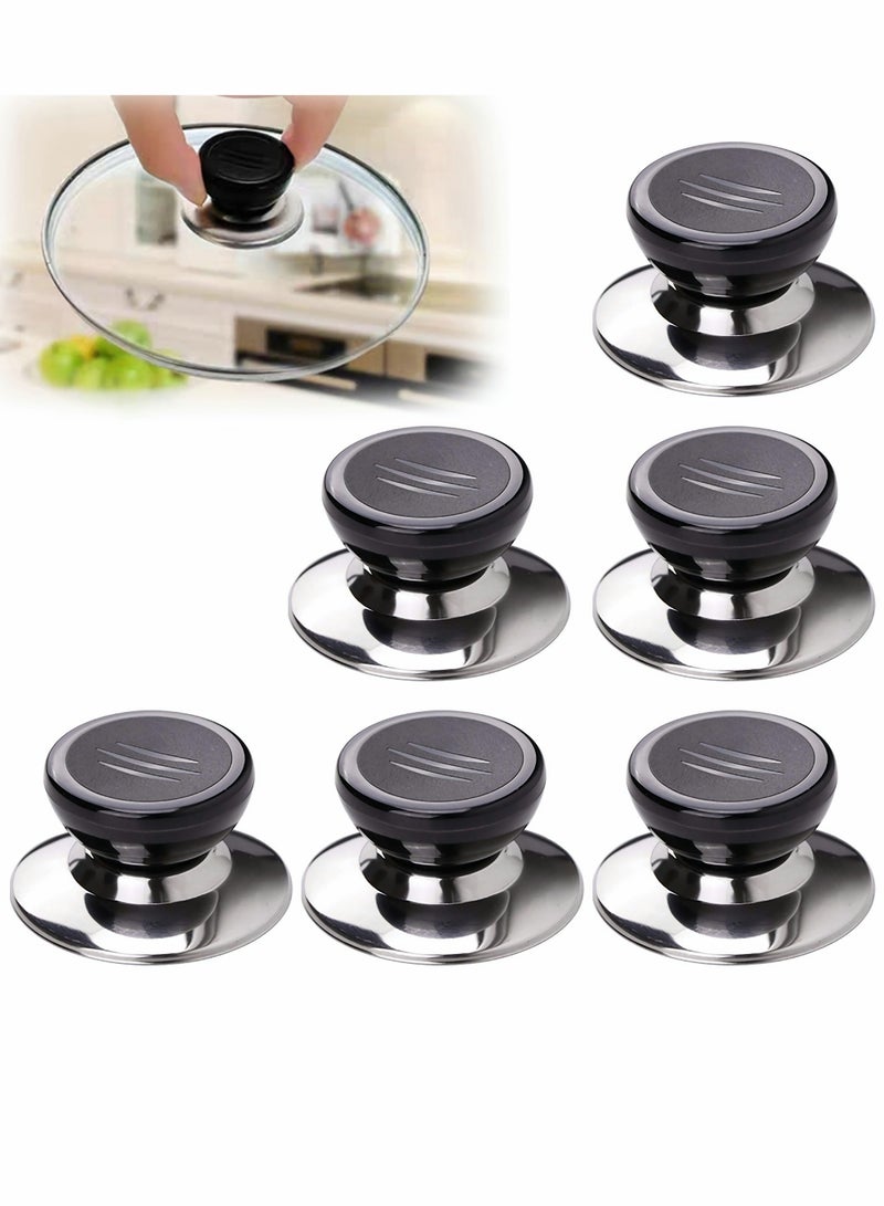 Zikra Universal Pot Lid Knob, Stainless Steel Heat Resistant Replacement Spare Lid Round Handle, Lid Accessory Handle Suitable for Cookware, Lid, Knob Handle Repair and Replacement (6 pcs) - Image 1