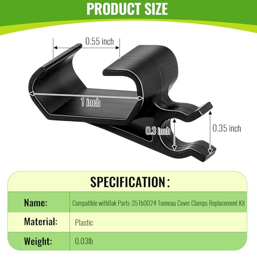 Feekoon 4 Pcs Tonneau Cover Clamps Compatible with BAKFlip MX4/F1/G2/HD/FiberMax/VP/Endura/CS/CS-F1, Tonneau Cover Prop Rod Clips Replacement for Parts-351b0024, Truck Bed Cover Parts - Image 3