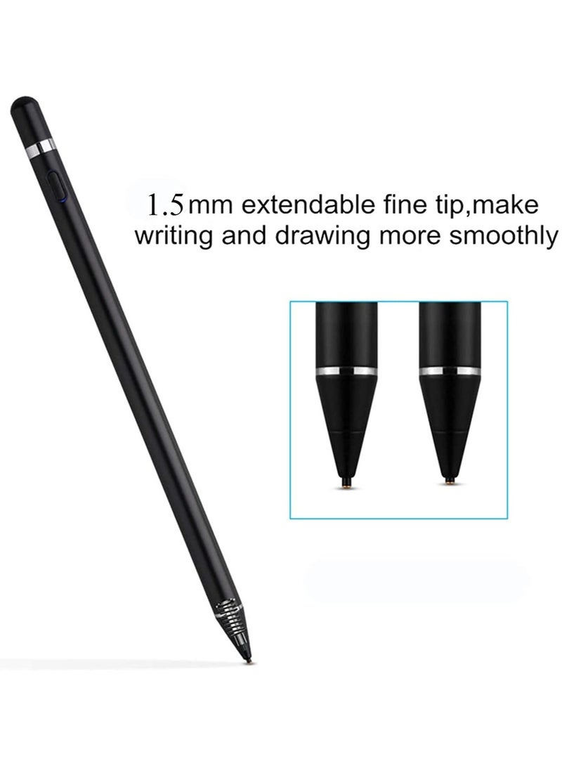 ELTRAZONE Active Stylus Pen for Android,iOS, iPad/iPad 2/New iPad 3/iPad4/iPad Pro/iPad Mini/iPad Mini 2/3 /4 and Most Tablet,1.5mm Fine Point Rechargeable Digital Stylus Pen（Black - Image 3