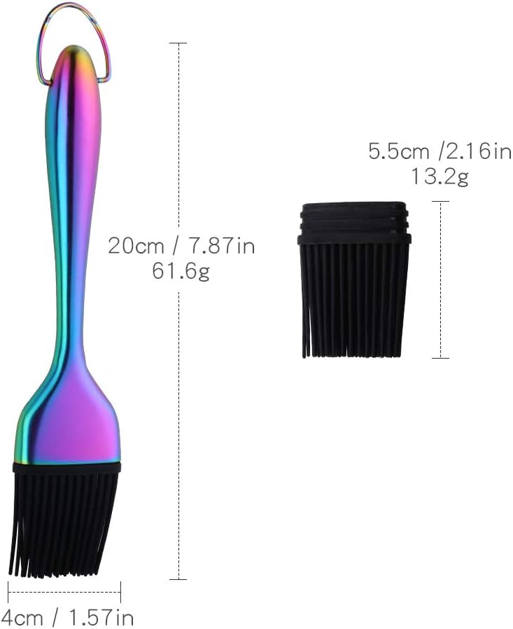 mingcheng 2 Pack Grill Basting Brush with 2 Pack Back Up Silicone Brush Heads, No Shed Bristles Stainless Steel Handles Heatproof Rust Resistant, Pastry Brushes for Kitchen Cooking BBQ, Dishwasher Safe Rainbow - Image 2