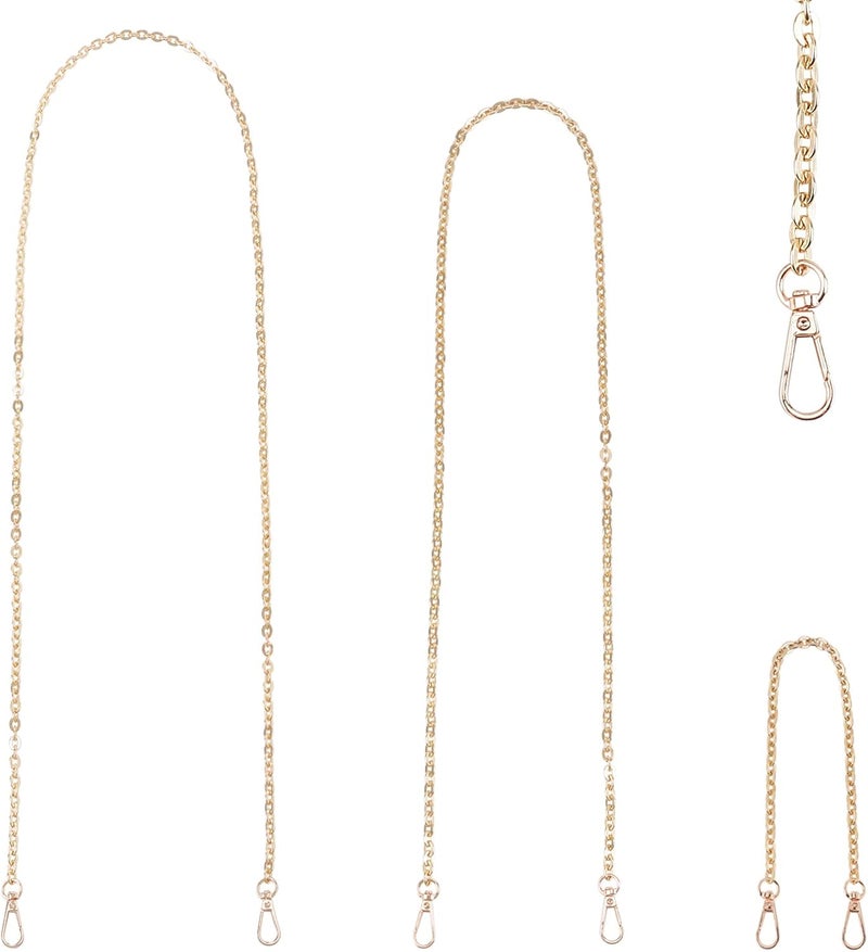 comfrt 3 Sizes Metal Bag Chain Strap, Replacement Purse Chain Straps Handbag Chains Cross Body Replacement Straps with Metal Buckles Shoulder Clutch Bag Purse Making Accessory(15.2/41.7/49.6 inches) - Image 1
