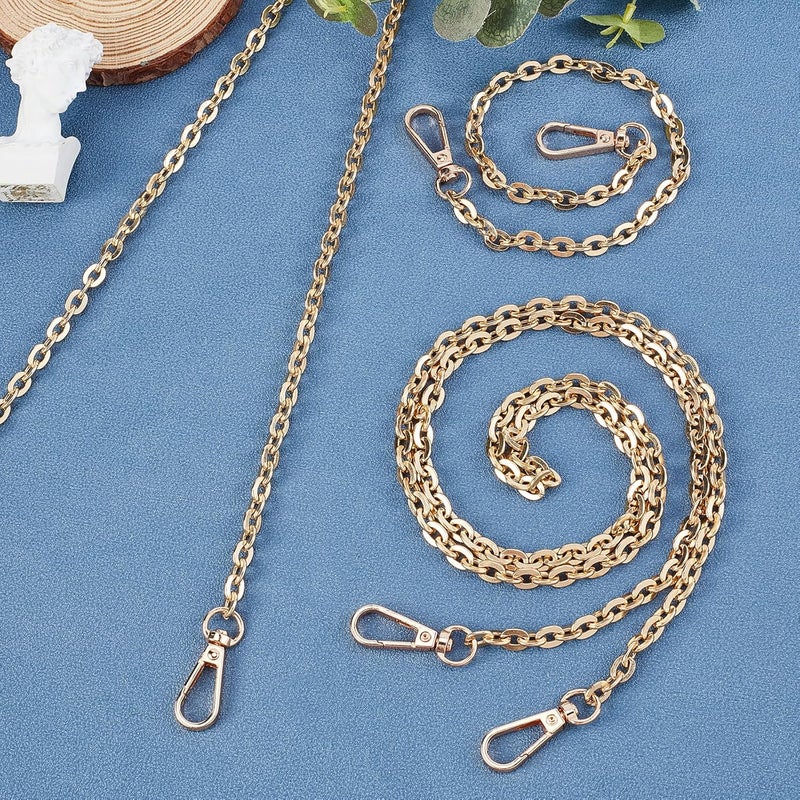 comfrt 3 Sizes Metal Bag Chain Strap, Replacement Purse Chain Straps Handbag Chains Cross Body Replacement Straps with Metal Buckles Shoulder Clutch Bag Purse Making Accessory(15.2/41.7/49.6 inches) - Image 2
