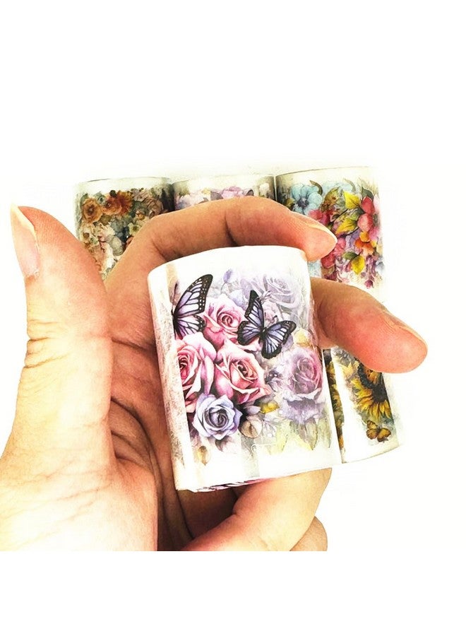Koolemon 6Rolls Pre-Cut Floral Tape, Decorative Tape Pet Flower Stickers For Crafts Journaling Scrapbook Supplies - Image 3