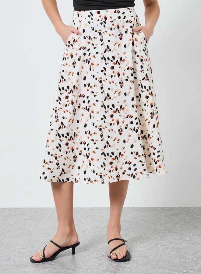 Take Two Women Graphic Printed Pocket Detail Midi Skirt