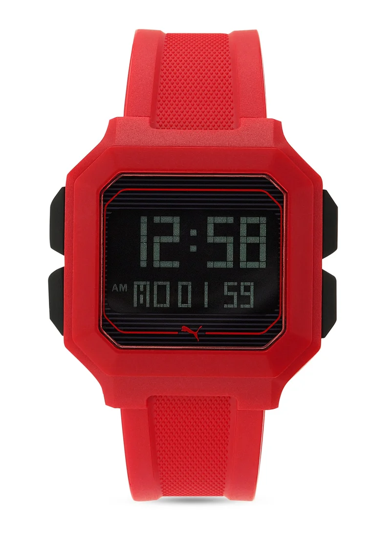 PUMA Women's Digital Watch With Red Silicone Strap - 3 ATM - PU P5019