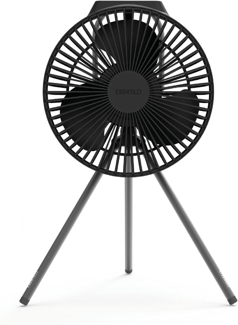Claymore V600+ Black Rechargeable Portable Fan – 7,800mAh Battery, 4-Speed BLDC Ultra-Quiet Air Circulator USB-C Charging 32 Hrs Runtime Tripod Mountable Adjustable for Camping, Indoor, Outdoor - Image 1