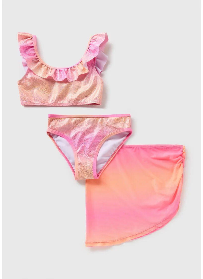 Matalan 3 Piece Girls Pink Bikini Set