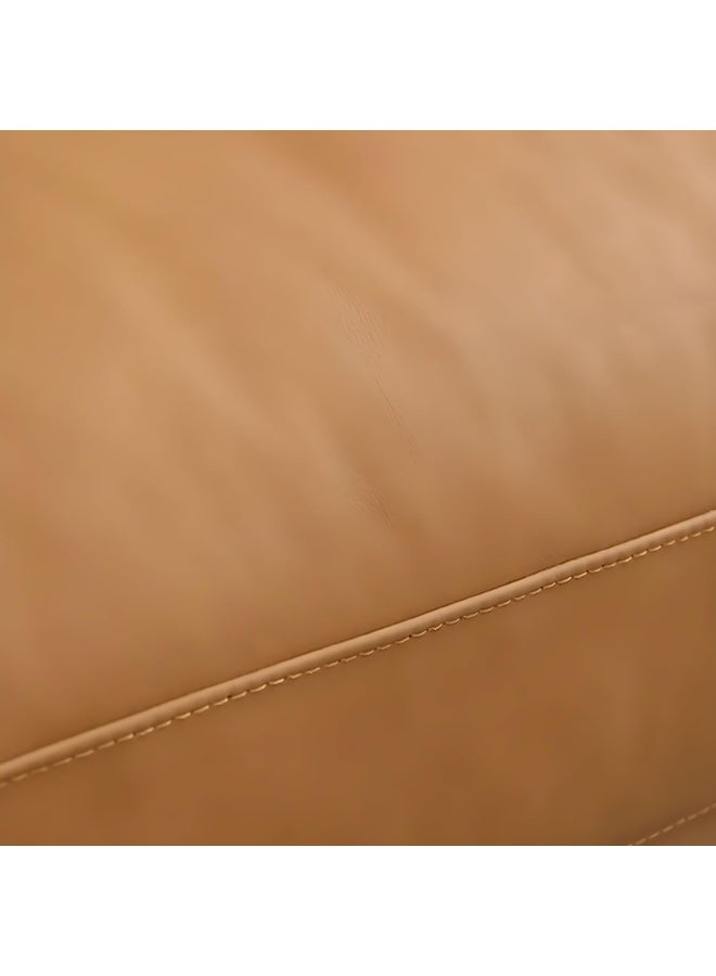 Comfynest Comfynest Contemporary Faux Leather Sofa In Brown With Square Arm And Pillows  - Image 4