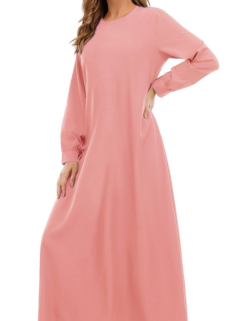 Solid Color Zipper Abaya Muslim Dresses for Women Girls Pockets Islamic Prayer Clothes - Image 2