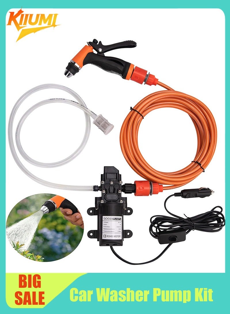 KIIUMI 12-Volt Car Wash Kit, Electric Car Washing Machine, Portable Car Wash Pump Kit, Household High Pressure Washer, Car Pump Wash Tool - Image 1