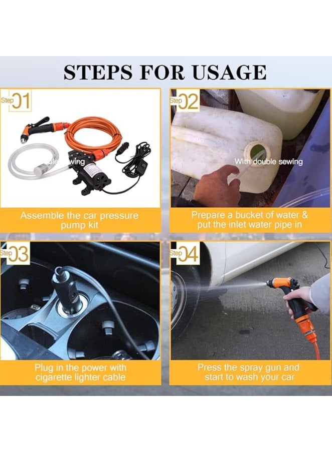 KIIUMI 12-Volt Car Wash Kit, Electric Car Washing Machine, Portable Car Wash Pump Kit, Household High Pressure Washer, Car Pump Wash Tool - Image 3