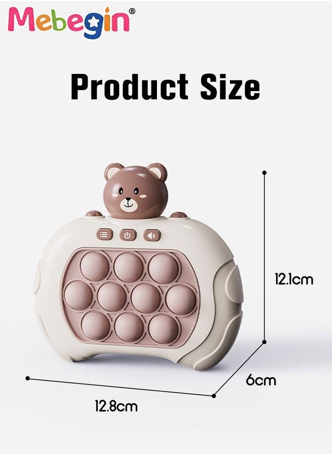 MEBEGIN - Quick Push Bubble Game with 4 Fun Game Modes, Bear-shaped Push Pop Game, Mini-Handheld Fast Speed Push Game Console with Light and Sound, Fun Electronic Push It Pop Fidget Toys, Creative Antistress Toy for Kids and Adults, 3 AAA Batteries(Not Included) - Image 1