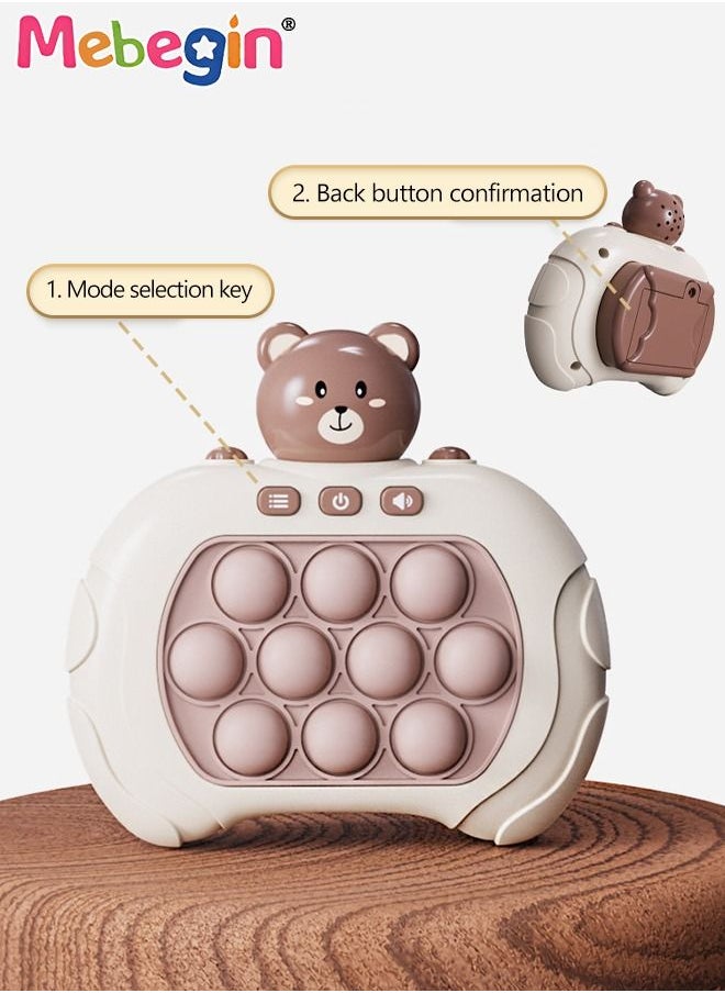 MEBEGIN - Quick Push Bubble Game with 4 Fun Game Modes, Bear-shaped Push Pop Game, Mini-Handheld Fast Speed Push Game Console with Light and Sound, Fun Electronic Push It Pop Fidget Toys, Creative Antistress Toy for Kids and Adults, 3 AAA Batteries(Not Included) - Image 1