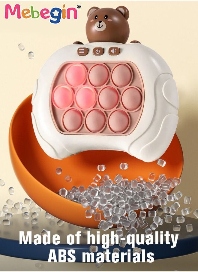 MEBEGIN - Quick Push Bubble Game with 4 Fun Game Modes, Bear-shaped Push Pop Game, Mini-Handheld Fast Speed Push Game Console with Light and Sound, Fun Electronic Push It Pop Fidget Toys, Creative Antistress Toy for Kids and Adults, 3 AAA Batteries(Not Included) - Image 1