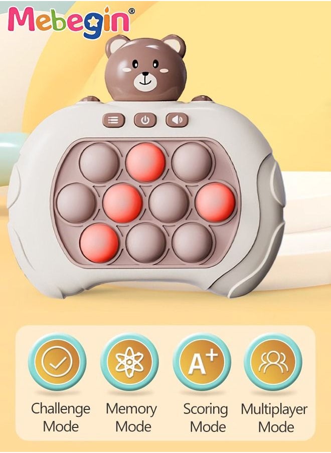 MEBEGIN - Quick Push Bubble Game with 4 Fun Game Modes, Bear-shaped Push Pop Game, Mini-Handheld Fast Speed Push Game Console with Light and Sound, Fun Electronic Push It Pop Fidget Toys, Creative Antistress Toy for Kids and Adults, 3 AAA Batteries(Not Included) - Image 1