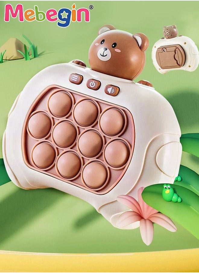 MEBEGIN - Quick Push Bubble Game with 4 Fun Game Modes, Bear-shaped Push Pop Game, Mini-Handheld Fast Speed Push Game Console with Light and Sound, Fun Electronic Push It Pop Fidget Toys, Creative Antistress Toy for Kids and Adults, 3 AAA Batteries(Not Included) - Image 1