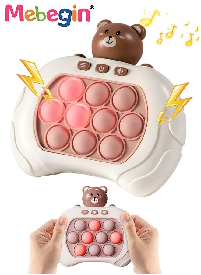 MEBEGIN - Quick Push Bubble Game with 4 Fun Game Modes, Bear-shaped Push Pop Game, Mini-Handheld Fast Speed Push Game Console with Light and Sound, Fun Electronic Push It Pop Fidget Toys, Creative Antistress Toy for Kids and Adults, 3 AAA Batteries(Not Included) - Image 1