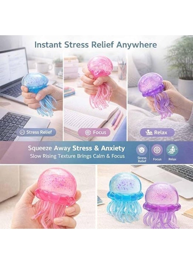 Gigglejoy Glitter Jellyfish Squishy Toy, Ultra Soft Glitter Jelly Sensory Fidget,Adults Squishies Anxiety Relief Maltose Ball, Ice Squishys Sugar Sensory Toy for ADHD Autism, Novel Design Colorful Fidgets Stress Toys - Image 5