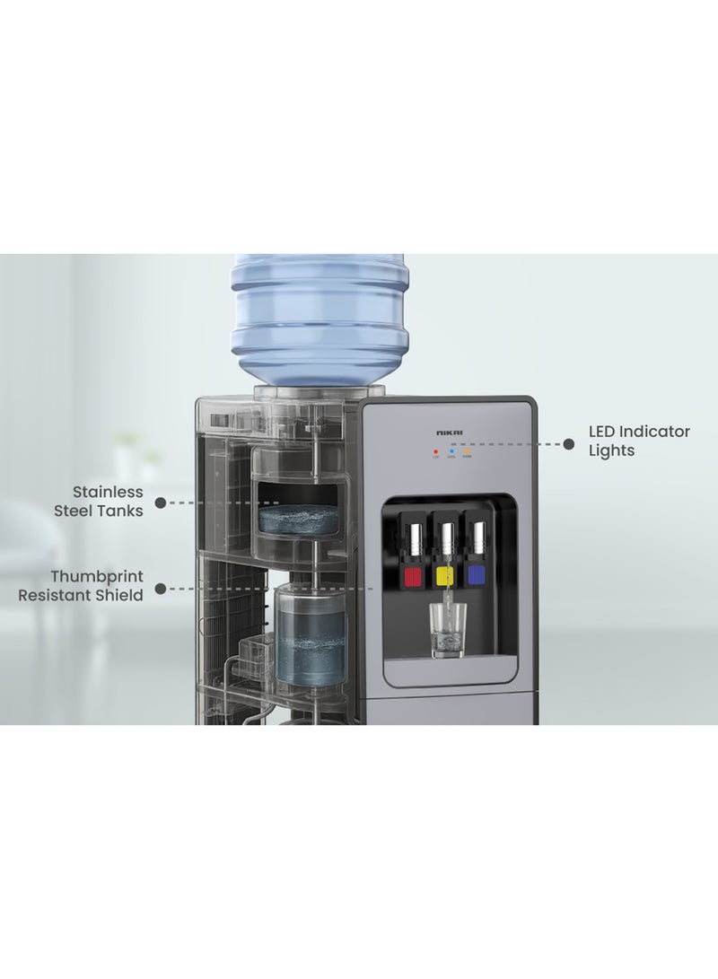 NIKAI 3-Tap Water Dispenser With Cabinet NWD999C Black-Grey - Image 5
