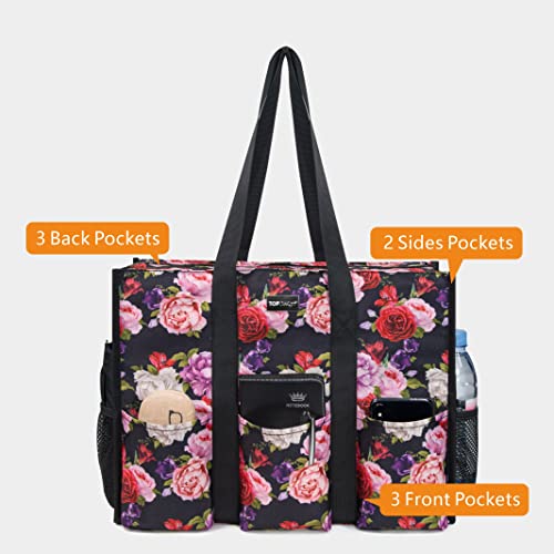 TOPDesign Utility Water Resistant Tote Bag for Women - 13 Exterior & Interior Pockets, Top Zipper Closure, Thick Bottom Support - Perfect Work Tote for Teachers, Nurses, Accountants, Professionals - Image 3