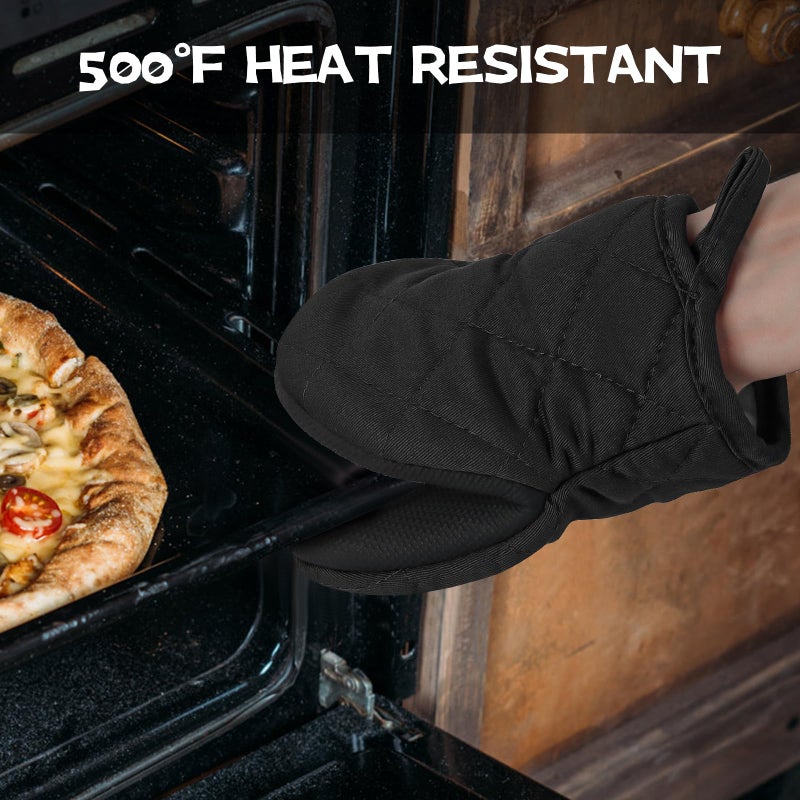 Goldmeet Oven Mitts and Pot Holders Set  Pack of 4  Heat Resistant Silicone Kitchen Mini Oven Mittens for 500 Degrees  Mini Oven Gloves and Hot Pads for Baking Grilling Barbecue Microwave Machine Washable - Image 5