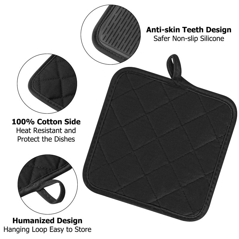 Goldmeet Oven Mitts and Pot Holders Set  Pack of 4  Heat Resistant Silicone Kitchen Mini Oven Mittens for 500 Degrees  Mini Oven Gloves and Hot Pads for Baking Grilling Barbecue Microwave Machine Washable - Image 4