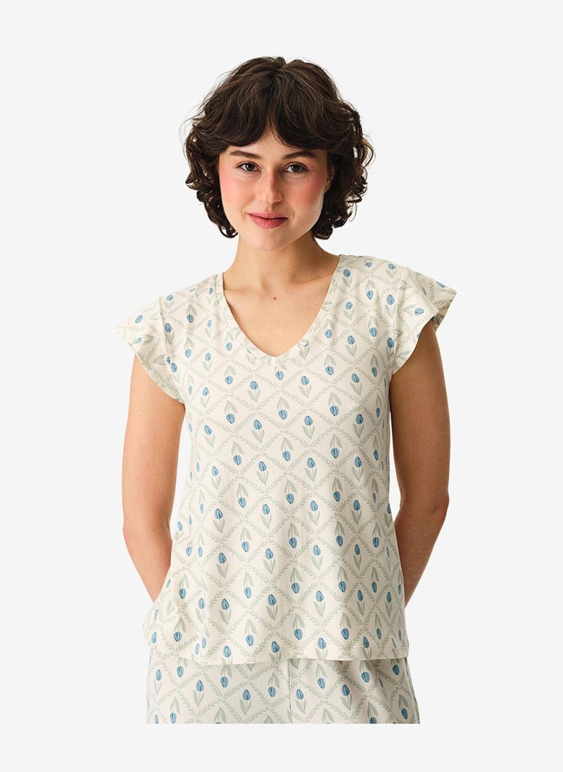 Penti Women's Beige Short Sleeve Polyester Pyjama Set with Capri Pants - Image 4