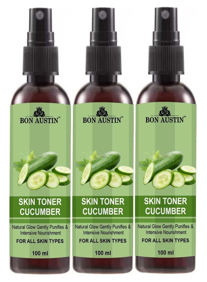 Bon Austin Cucumber Face Toner for Radiant Glow Skin Toner with Vitamin C/Pore Tightening Toner for Men & Women Pack of 3 of 100 ML - Image 1