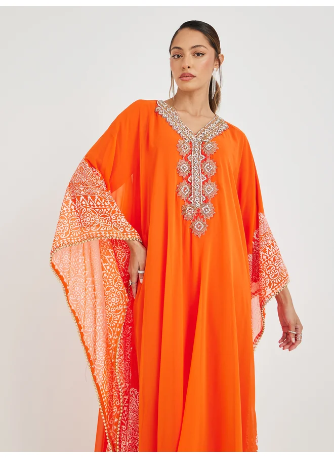 Maxim Creation Maxim Creation Printed Georgette Kaftan with Handwork Detail