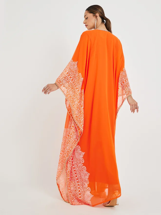 Maxim Creation Maxim Creation Printed Georgette Kaftan with Handwork Detail