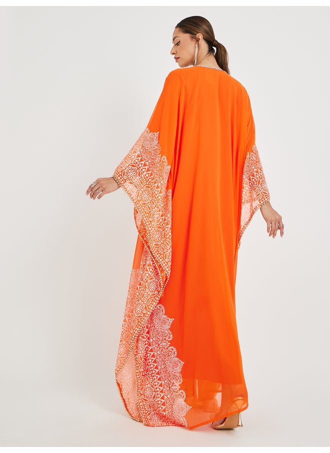 Maxim Creation Maxim Creation Printed Georgette Kaftan with Handwork Detail  - Image 4