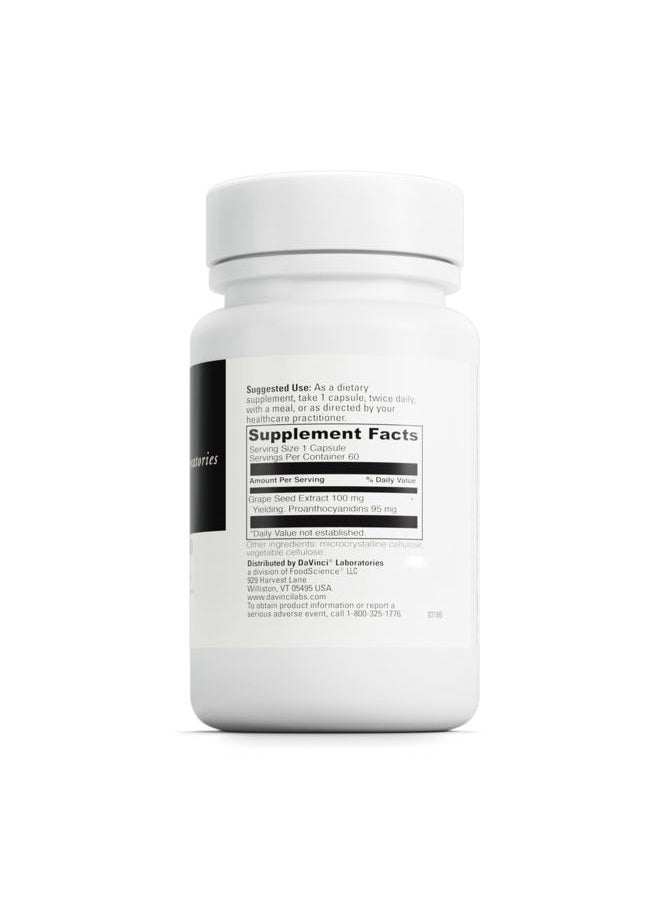 Davinci Labs Grape Seed-100 - Dietary Supplement to Support Immune System, Vascular Function and Healthy Skin* - with 100 mg Grape Seed Extract per Serving - Gluten-Free - 60 Vegetarian Capsules  - Image 2