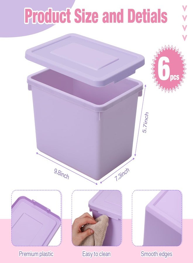 Potchen 6 Pcs Plastic Latching Storage Bins with Lid Medium Stackable Lockable 9.8x7.3x5.7 Inch Storing Containers for Organizing Storage Baskets for Shelves Office (Pink,Purple) - Image 2