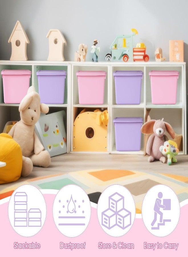 Potchen 6 Pcs Plastic Latching Storage Bins with Lid Medium Stackable Lockable 9.8x7.3x5.7 Inch Storing Containers for Organizing Storage Baskets for Shelves Office (Pink,Purple) - Image 3