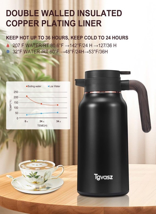 Tgvasz Thermal Coffee Carafe 70 oz - 12 Hour Stainless Steel Carafes for Hot Liquids-Insulated Airpot Coffee Carafes For Keeping Hot/Cold Coffee, Tea, Water, Drink Dispenser for Parties(Black) - Image 3