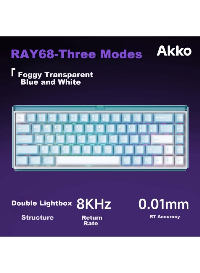 Akkoray68 Tri-mode Magnetic Axis Keyboard Wired/2.4g/bluetooth Mechanical Gaming Keyboard Delta Jd Self-operated Wireless Laptop Keyboard 8k