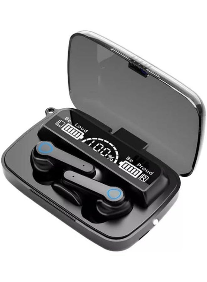 سماعات أذن بلوتوث M19 الأحدث، سماعات أذن لاسلكية بتقنية بلوتوث، صوت ستيريو عالي الدقة مع صوت جهير عميق، سماعات بلوتوث 5.3 بتحكم باللمس، سماعات أذن صغيرة مزودة بميكروفون، شاشة LED متوافقة مع أجهزة أندرويد وآيفون - Image 1