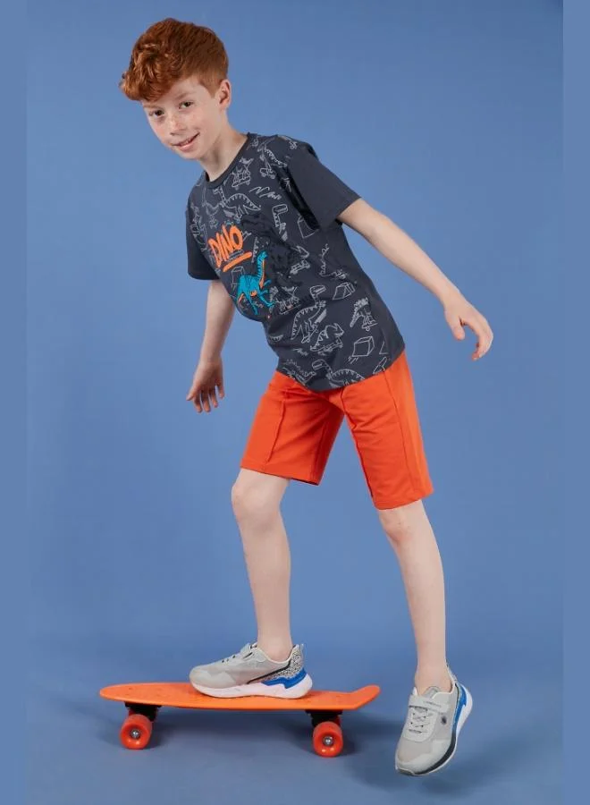 Lela Lela Cotton Printed Crew Neck Short Sleeve Shorts Suit Boy's SET 6212020